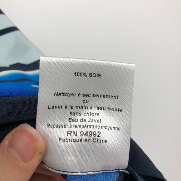 Jonathan  Simkhai blue geometric dot printed high low silk sleevless blouse Md - Picture 7 of 16